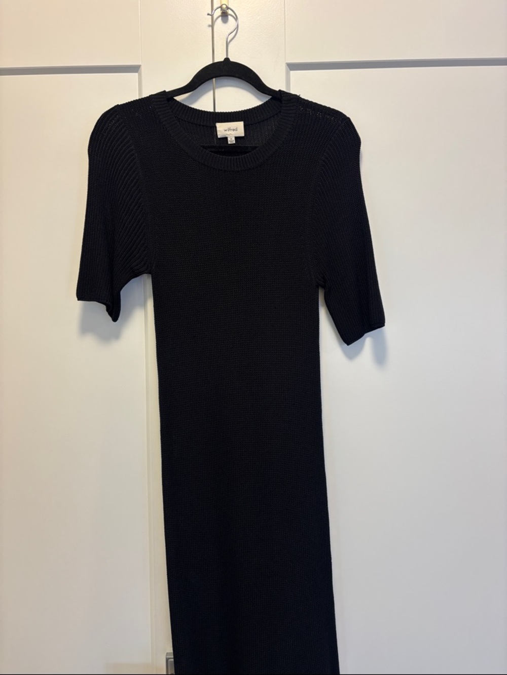 Wilfred Black Ribbed Short-Sleeve Maxi